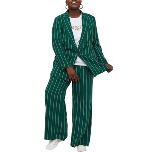 Green Striped Women's Suit Set